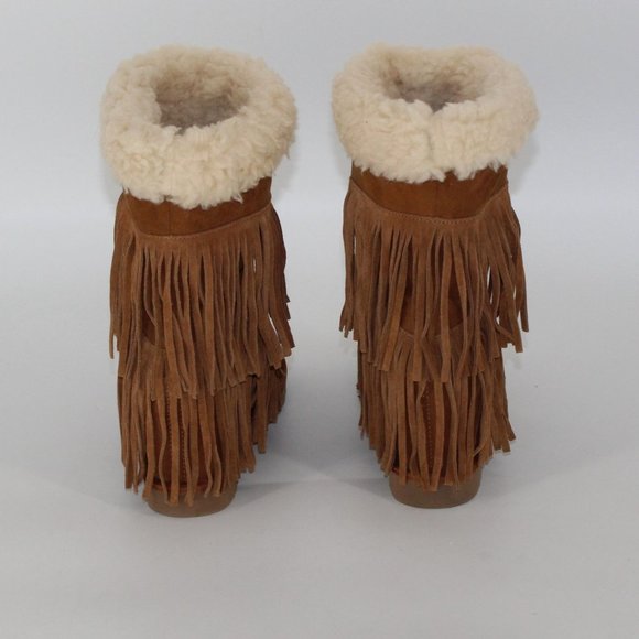 Madden Girl Brown Fringe Winter Boots - Picture 5 of 7